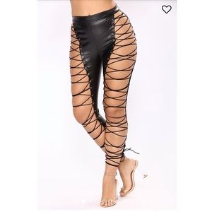 Fashion Nova Wild Hearts Lace Up Pants 